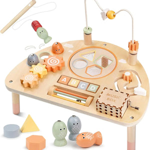 Montessori 8-in-1 Wooden Activity Table for Toddlers