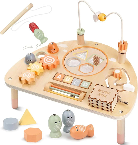 Montessori 8-in-1 Wooden Activity Table for Toddlers