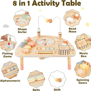Montessori 8-in-1 Wooden Activity Table for Toddlers