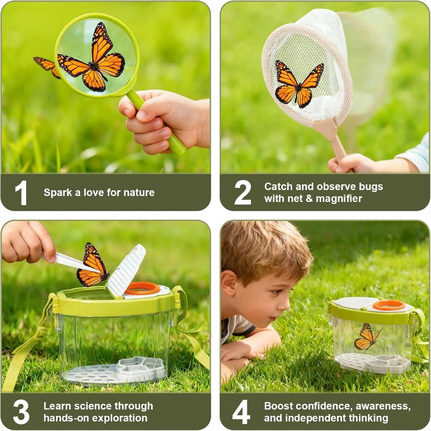 Kids Gardening & Bug Catcher Kit Wooden Planting Toys