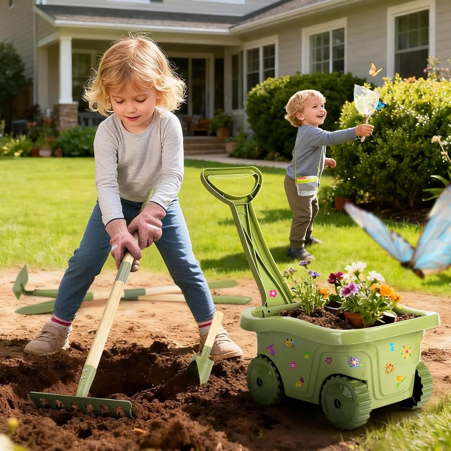 Kids Gardening & Bug Catcher Kit Wooden Planting Toys