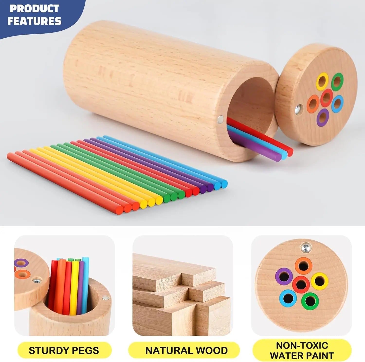 Wooden Color Sorting Toys for Preschool Kids