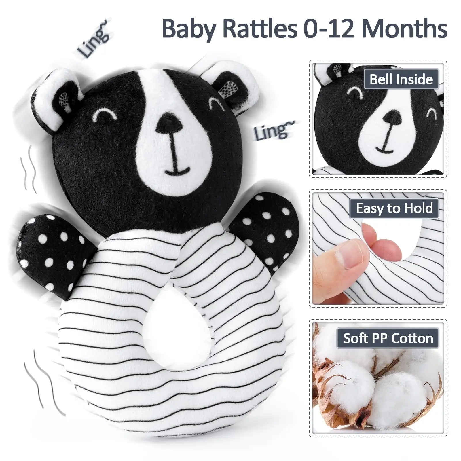 High Contrast Car Seat Sensory Baby Toys for Newborn