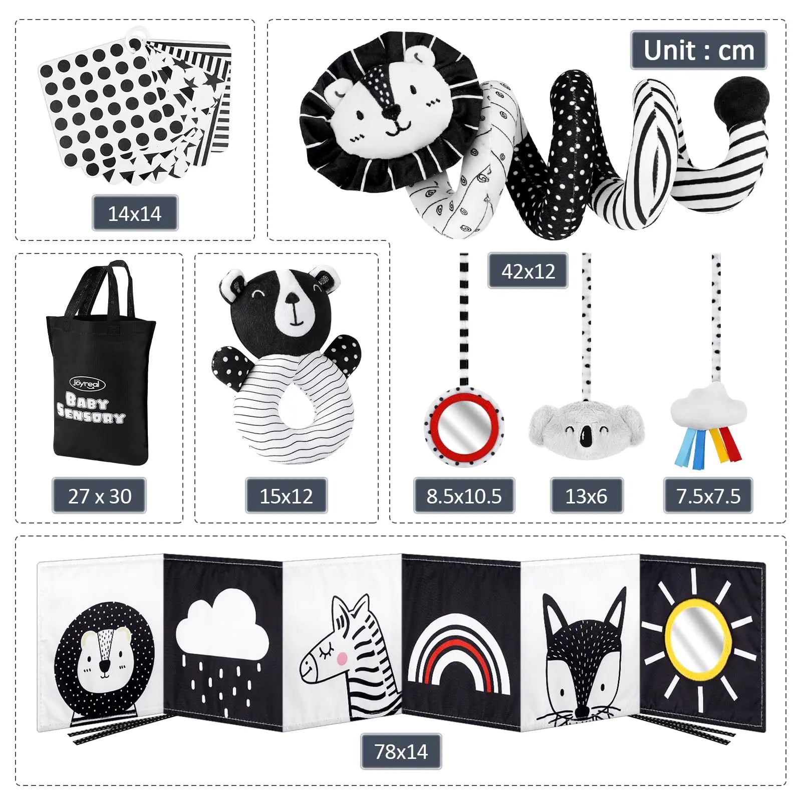 High Contrast Car Seat Sensory Baby Toys for Newborn