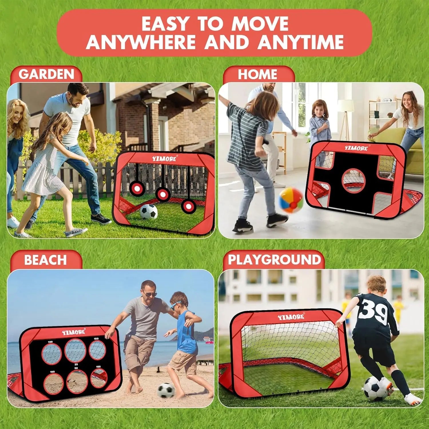 Kids Portable 3 in 1 Soccer Net for Indoor Outdoor Play