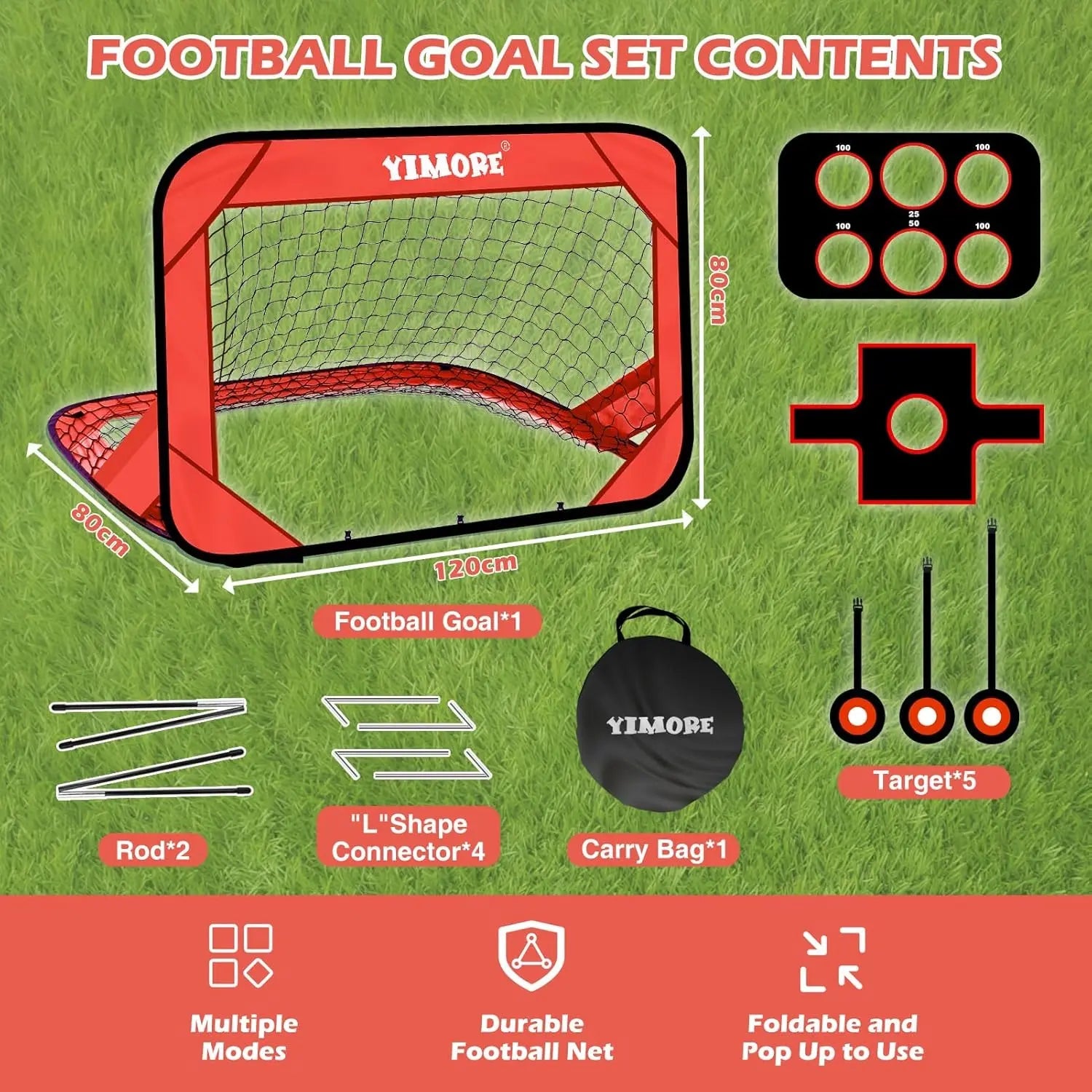 Kids Portable 3 in 1 Soccer Net for Indoor Outdoor Play