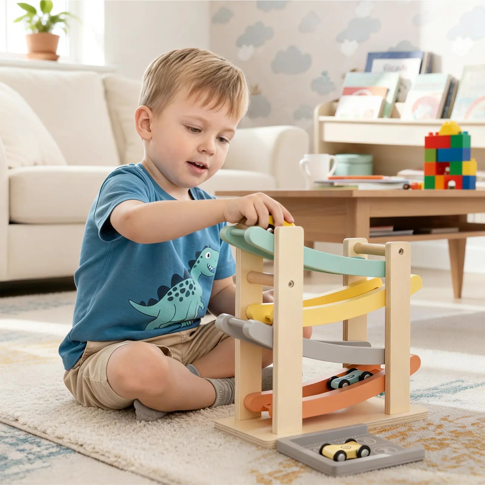 Wooden Car Ramp for Sensory Play