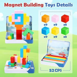 52 PCS Magnetic Building Blocks STEM Toy for Kids Ages 3+
