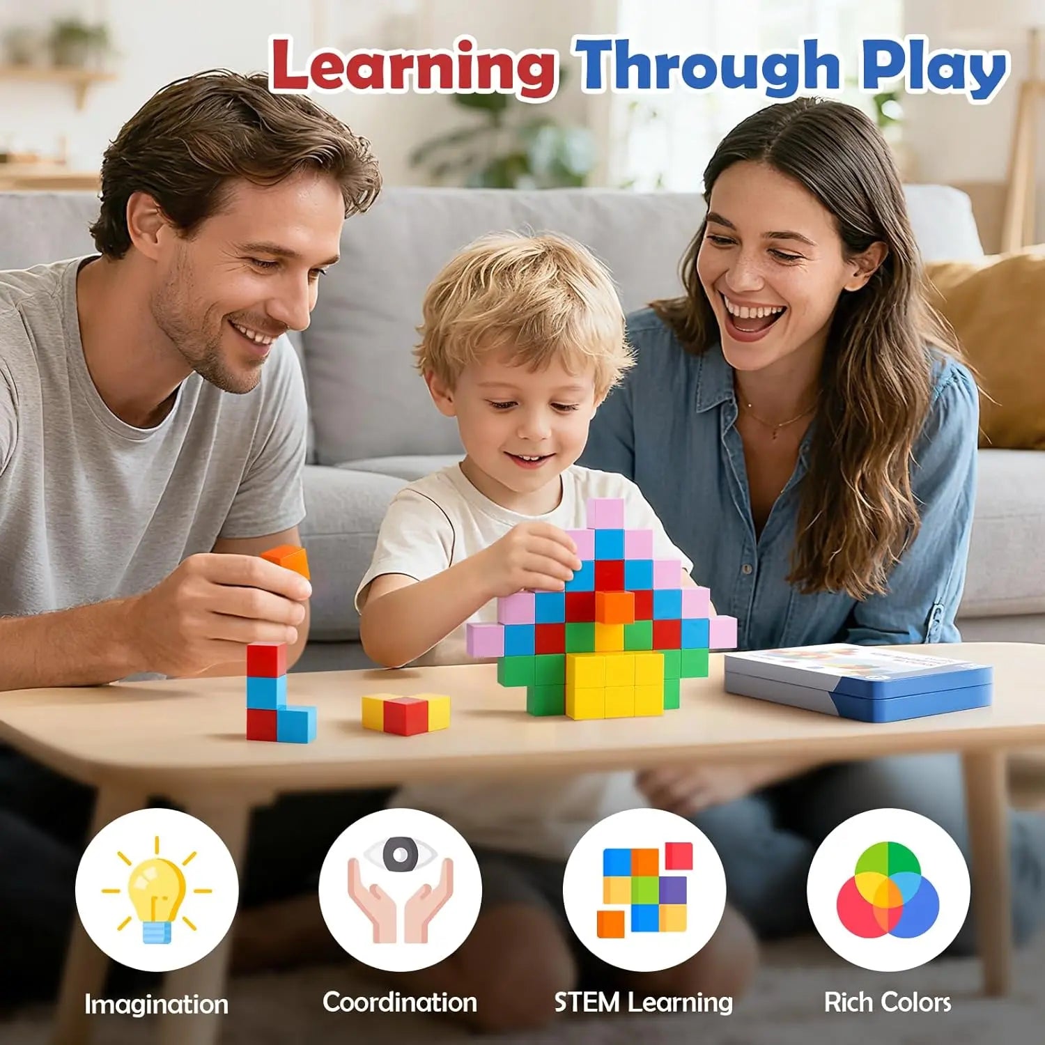 52 PCS Magnetic Building Blocks STEM Toy for Kids Ages 3+
