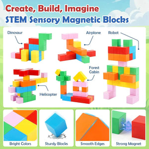 52 PCS Magnetic Building Blocks STEM Toy for Kids Ages 3+