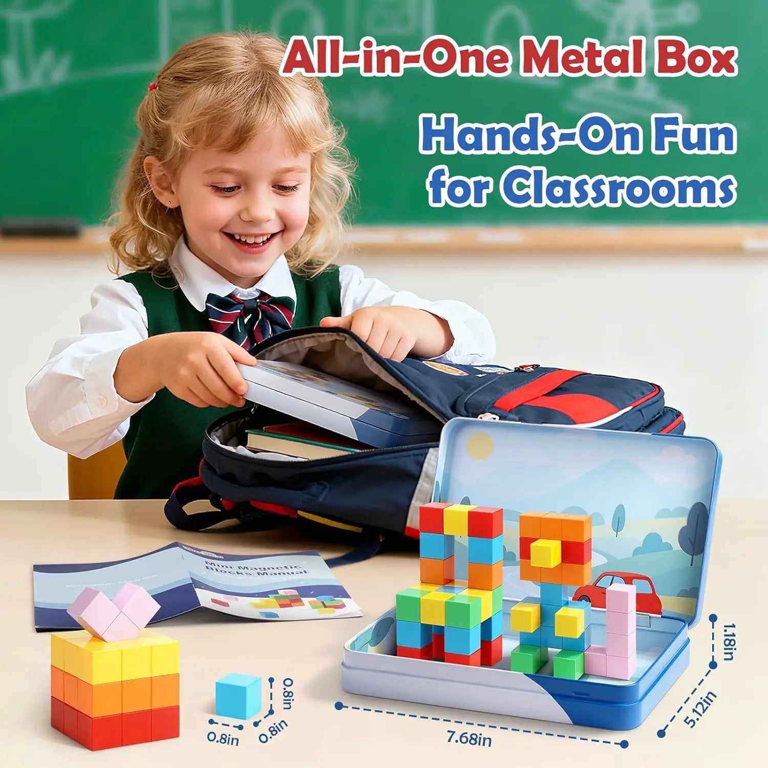 52 PCS Magnetic Building Blocks STEM Toy for Kids Ages 3+