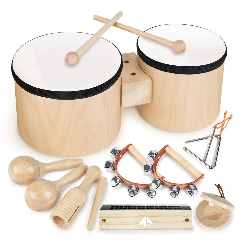 Premium Wooden Kids Drum Set Montessori Musical Toys for Toddlers