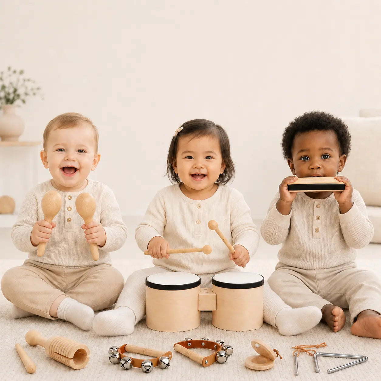 Premium Wooden Kids Drum Set Montessori Musical Toys for Toddlers