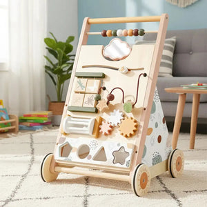 Adjustable Speed Wooden Baby Walker for Toddlers