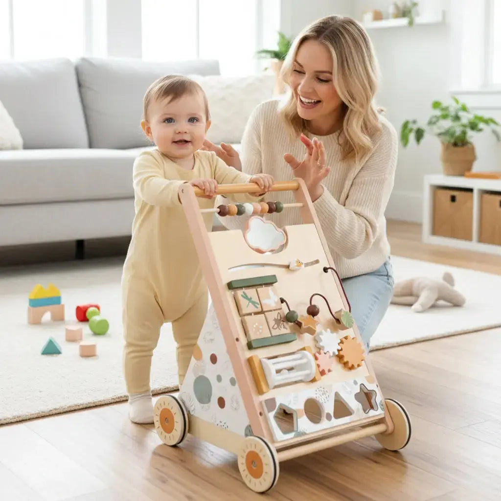 Adjustable Speed Wooden Baby Walker for Toddlers