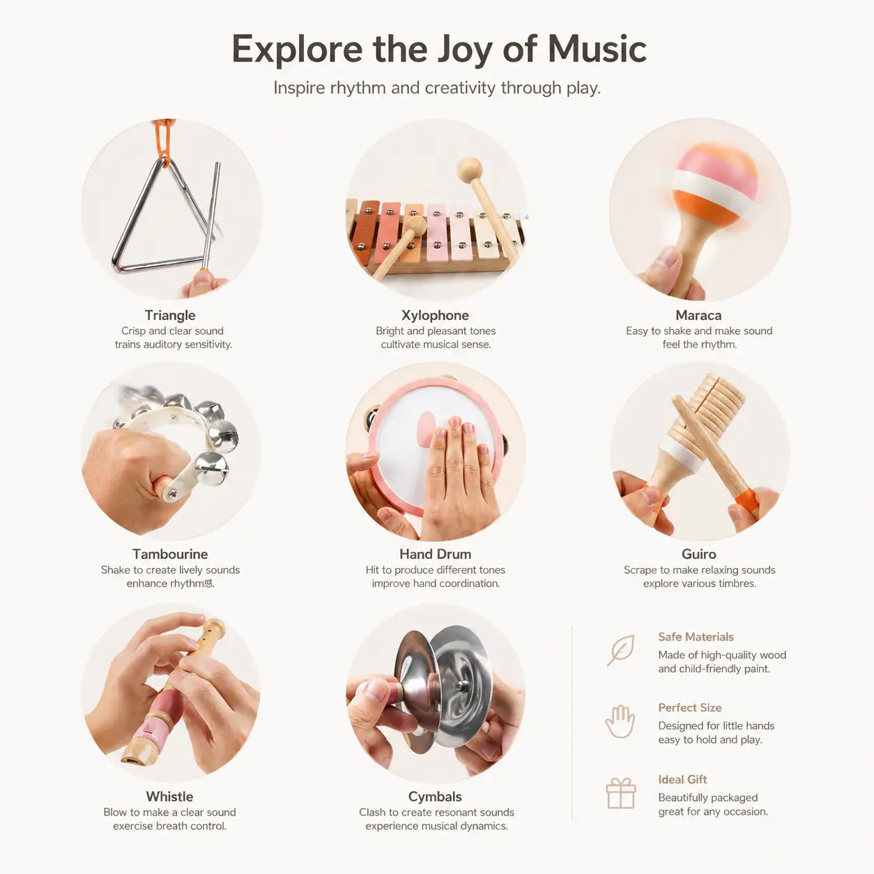Little Rhythms - Wooden Musical Instruments Sound Exploration Kit for Toddlers