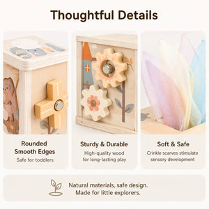 Activity Cube Montessori Tissue Box for 8M -3 Year Olds