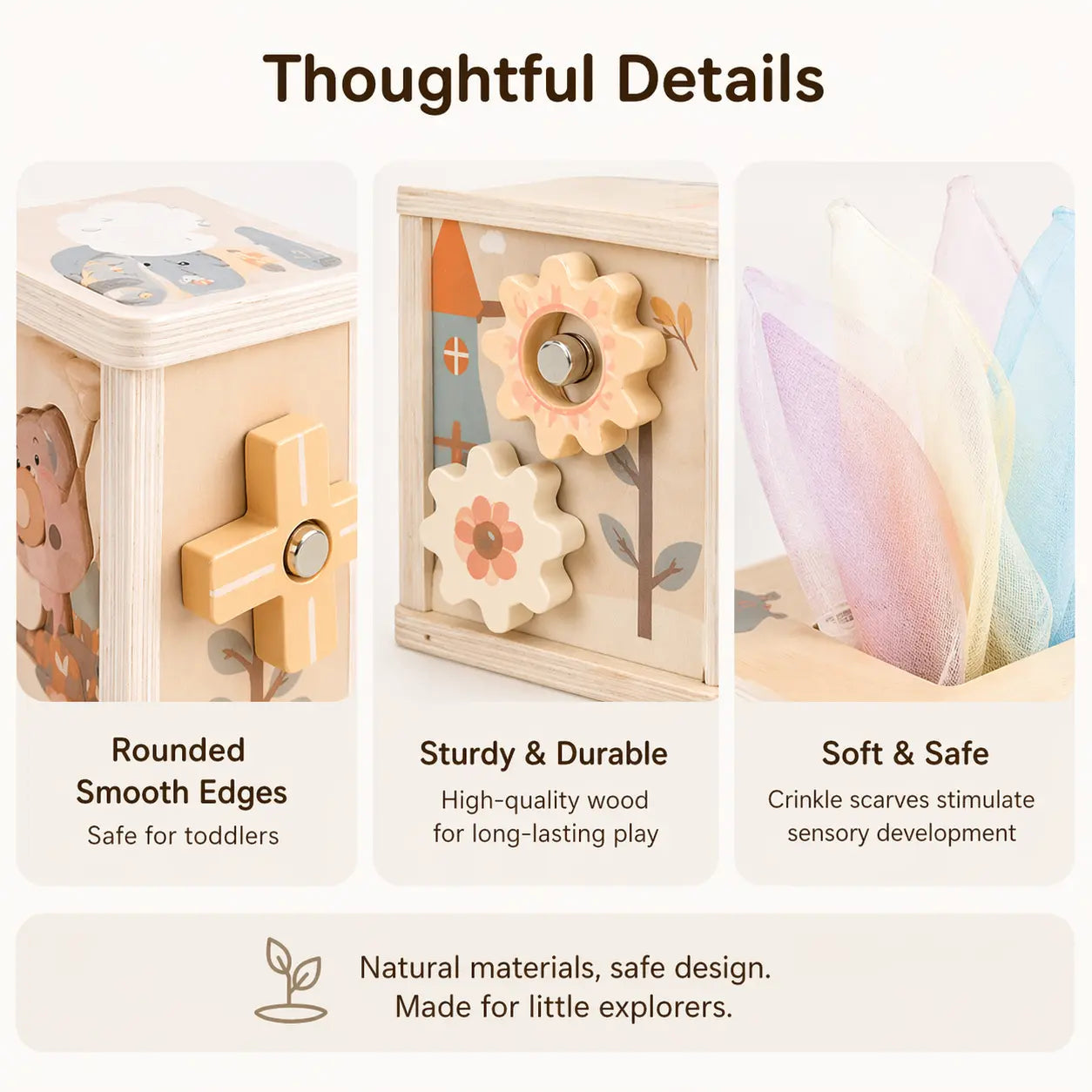 Activity Cube Montessori Tissue Box for 8M -3 Year Olds