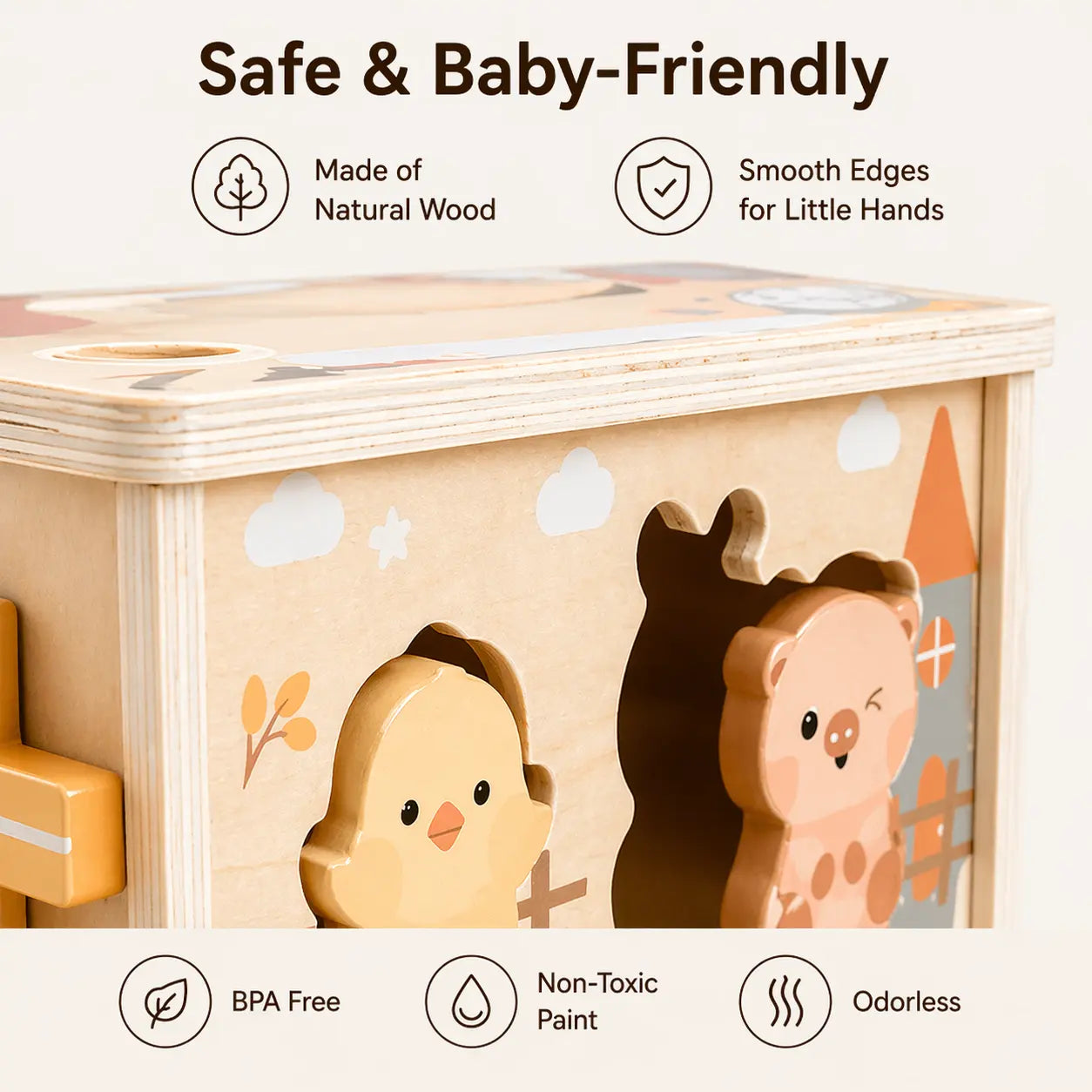 Activity Cube Montessori Tissue Box for 8M -3 Year Olds