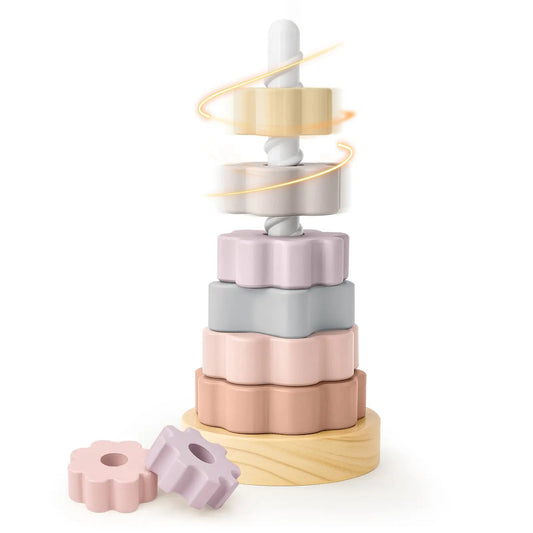 Wooden Spinning Stacking Toy for Toddlers