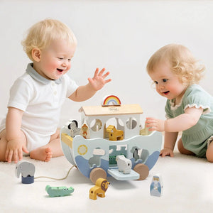 Wooden Noah's Ark Toy for Montessori Learning