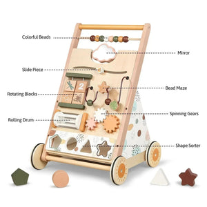 Adjustable Speed Wooden Baby Walker for Toddlers