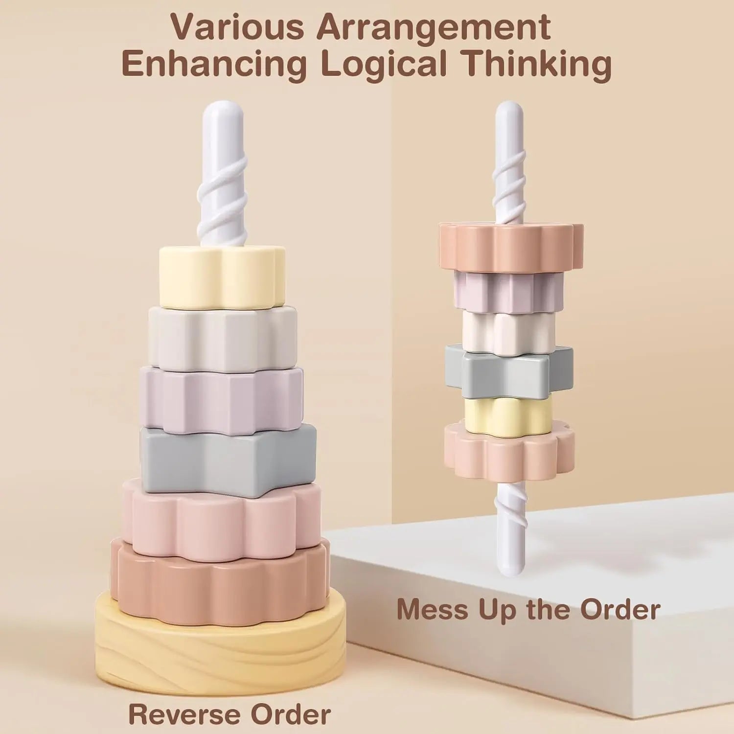 Wooden Spinning Stacking Toy for Toddlers