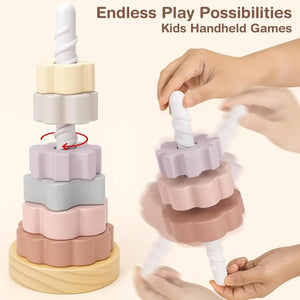 Wooden Spinning Stacking Toy for Toddlers