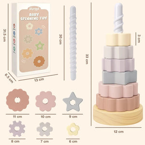 Wooden Spinning Stacking Toy for Toddlers