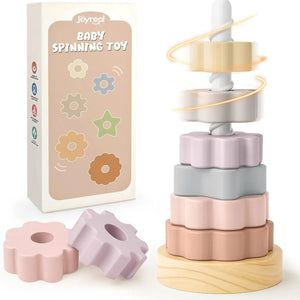 Wooden Spinning Stacking Toy for Toddlers