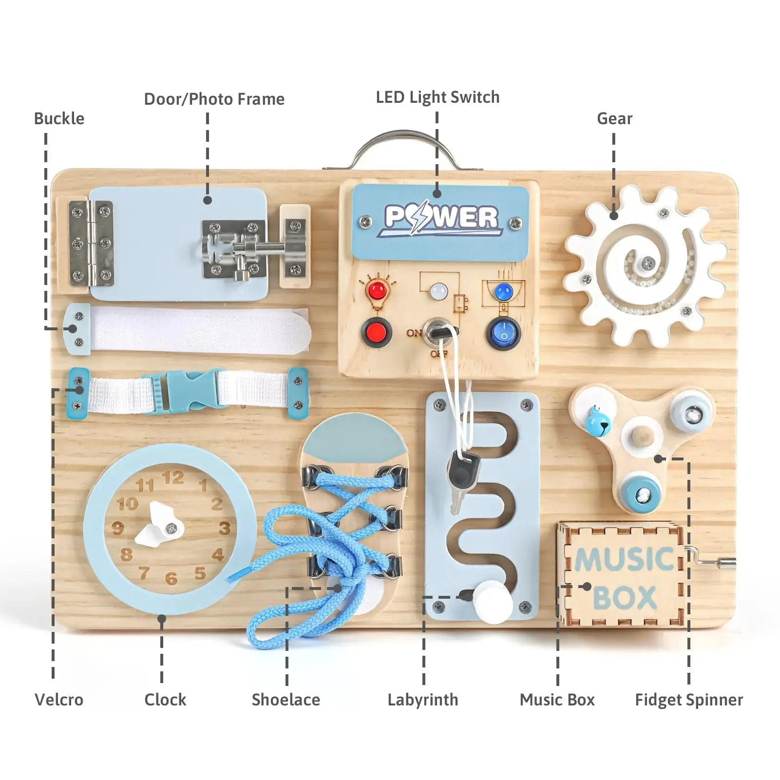 Wooden Busy Board for Sensory Development