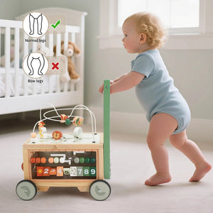 Adjustable Wooden Baby Push Walker for Toddlers