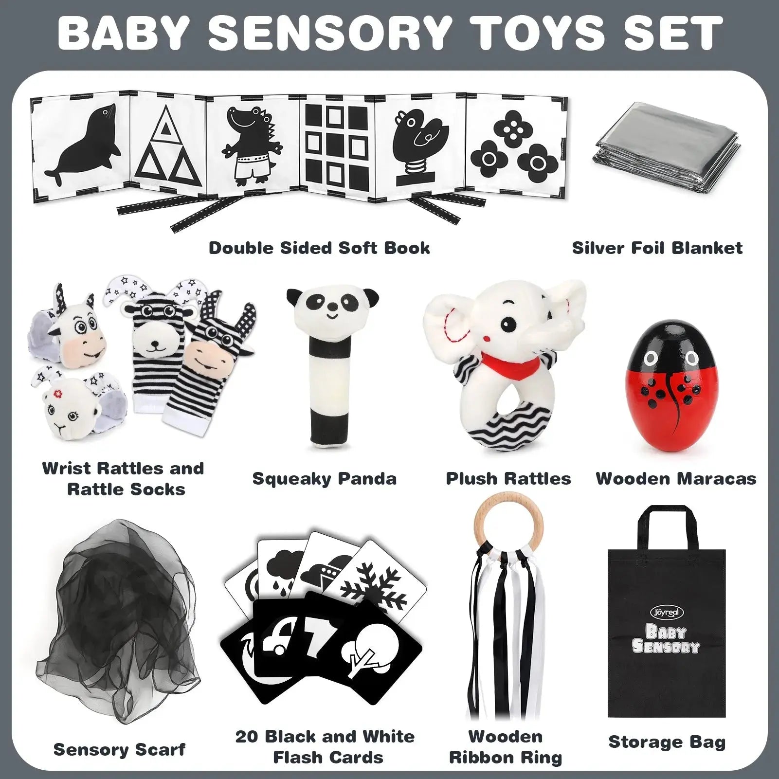 Black & White Sensory Toys for Newborns 0-6M