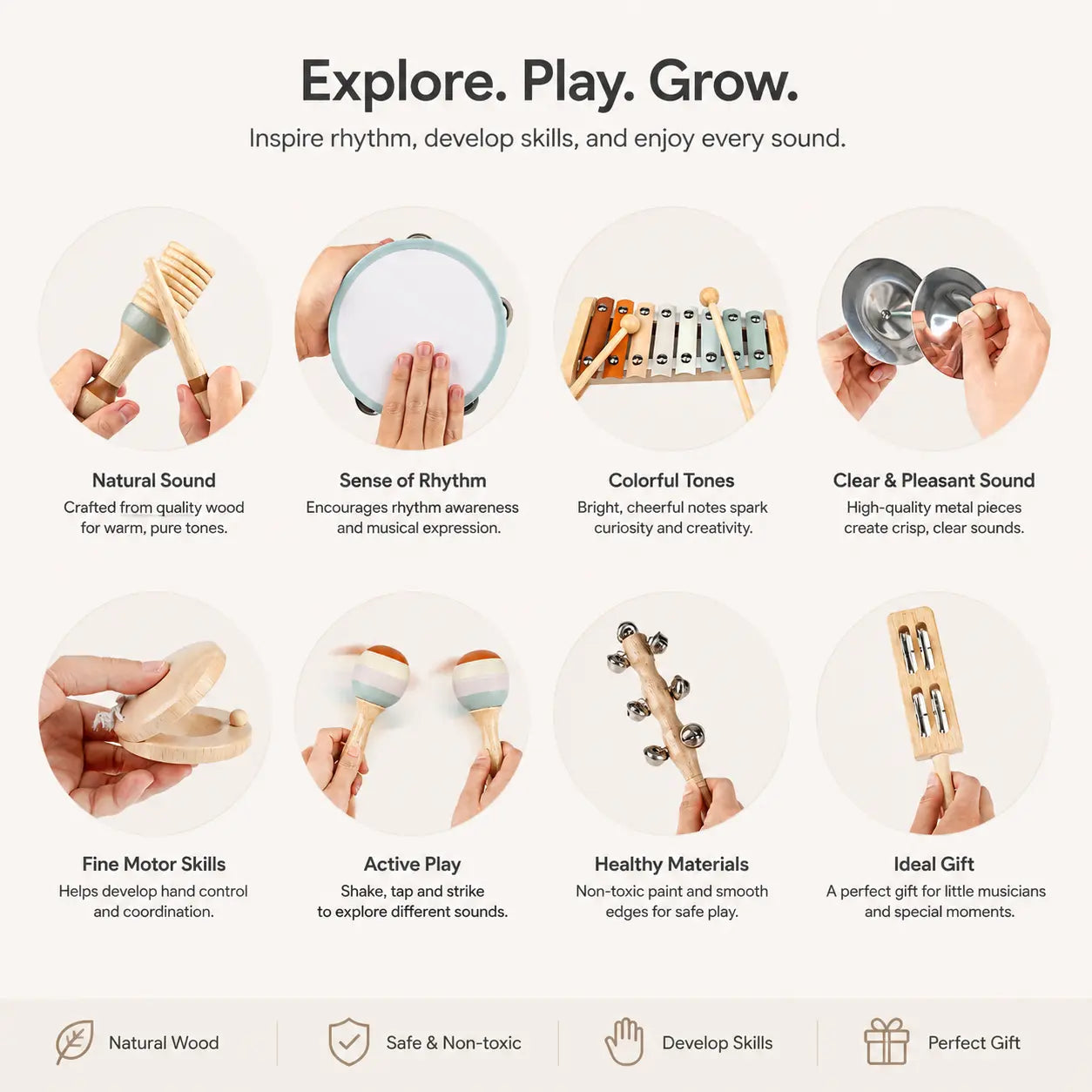 Wooden Musical Instruments Set for Toddlers